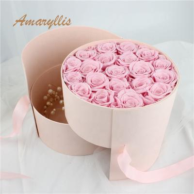 China Celebration Gifts Yunnan Factory Wholesale Preserved Roses In Rotating Gift Box Gifts Dried Forever Real Touch Roses for sale