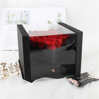 China 2020 hot sale long lasting celebration gifts long lasting decorative preserved rose flowers in square gift box for valentine gifts for sale