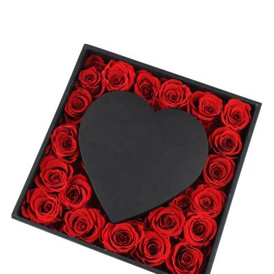 China Celebration Gifts Wholesale Eternal Preserved Roses in Square Gift Box for Valentine Gifts and Home Decorations for sale