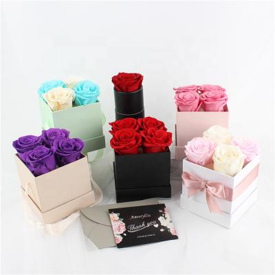 China Celebration Gifts Amaryllis Long Life Preserved Eternal Rose Eternal Flowers In Round Gift Box for sale