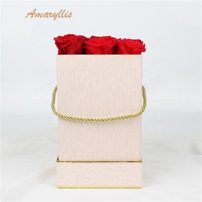 China Amaryllis Wholesale Long Lasting Everlasting Celebration Gifts Preserved Forever Roses in Gift Boxes Square Boxes Gifts for sale