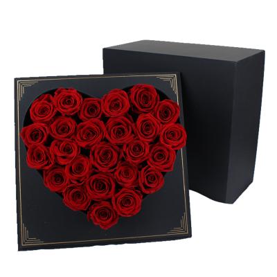 China High Quality Celebration Gifts A Grade Wholesale Preserved Forever Gift Box Touch Heart Shaped Real Flower Roses for sale