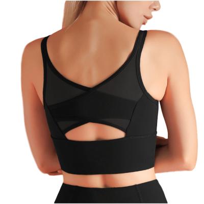 China Breathable Mesh Yoga Bra Back Beauty Fitness Clothing Sports Vest Yoga Splicing Shockproof Wear Active Wear Tight Fitness Sports Bra for sale