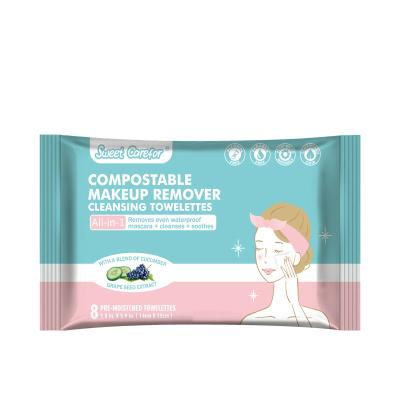 China Chemical.alcohol free.skin care.with Aloe Vera Carefor Gentle Hydrating Facial Wipes Biodegradable Plant Based Make Up Solvent Wipes,Regenerating BeautyCare Cleansing Cloth for sale