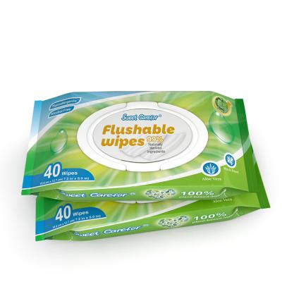 China 100% Cleaning Biodegradable Flushable Wet Toilet Paper With Compostable PLA Wrapper for sale