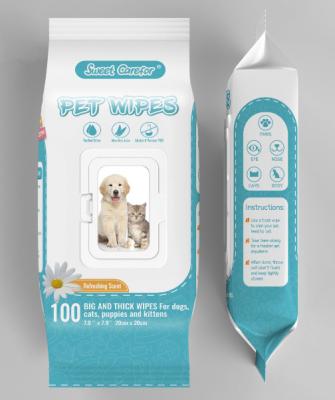 China Carefor Sustainable Pet Soft Instant Clean Wipe for Dogs and Cats 100cts for sale