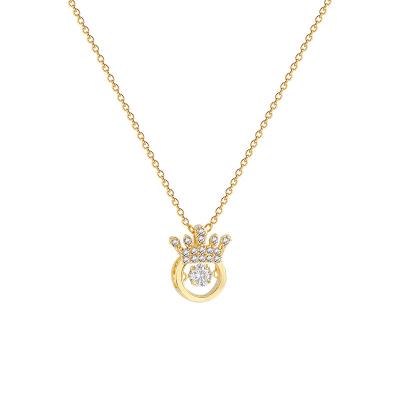 China Never Allergic And Lose To Fade Stainless Steel Gold Plated Zircon Crown Necklace Pendant for sale