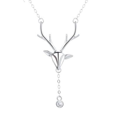 China Never Allergic And Lose To Fade 925 Sterling Silver Deer Necklace Fashion Christmas Necklace for sale