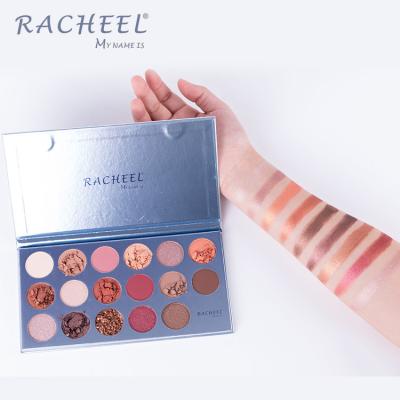 China RACHEEL Waterproof High Quality 17 Color Dreamy Aegean Cosmetics Logo Makeup Eye Shadow Palette Custom, Free Sample Eyeshadow for sale