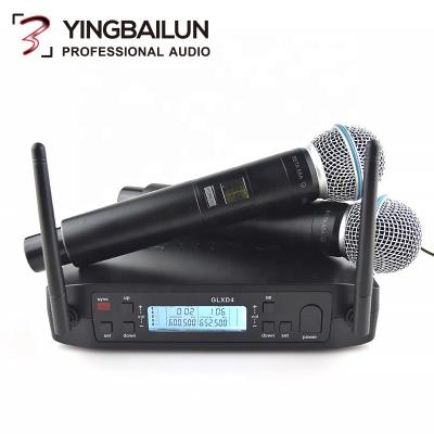 China Factory GLXD4 GLXD4 Handheld Wireless Microphone UHF Beta 58a 87a Dual Channel 2022 Microphone for sale