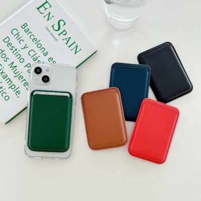 China Fashion OEM ODM ODM Mobile Phone Detachable Slim Minimalist Wallet Phone Magnetic Leather Card Holder For Phone Back for sale