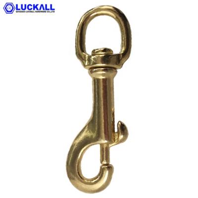 China Self Color Pure Brass Spring Hook Carabiner High Quality Polished Copper Snap Hook 5/8