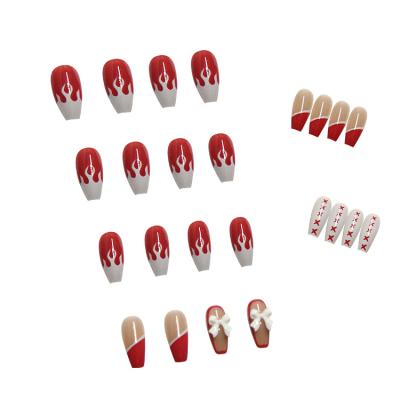 China 24pcs/box Fake French Nail With Glue Press On Nails Artificial Nails for sale