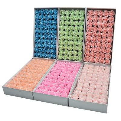 China Natural Factory Direct Touch High Quality Christmas Decorations 3 Layer Gift Bright Rose Flower Bouquet Soap Flowers Collocation Artificial for sale