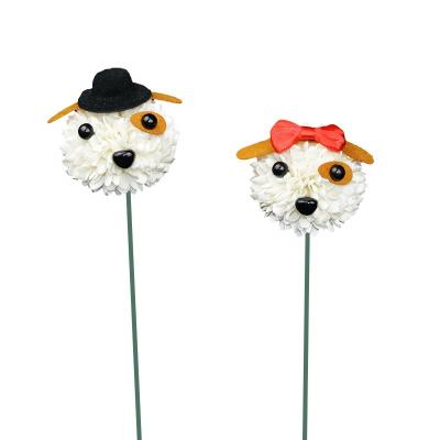 China Fashion Handmade Cartoon Expression Animal Cute Nonwoven Material Use With Ping Pong Chrysanthemum Soap Flower for sale