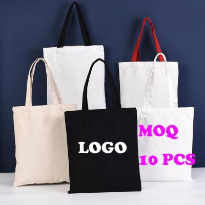 China Durable Custom Logo Canvas Tote Bag Cotton Eco Friendly Reusable Shopping Bags for sale