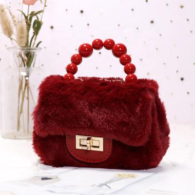 China Fashion Fashionable Little Girls Mini Coin Purses Fur Bead Kids Purses for sale