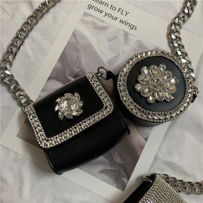 China 2021 new trend diamond cut luxury GENUINE LEATHER bags ladies crystal purses for sale