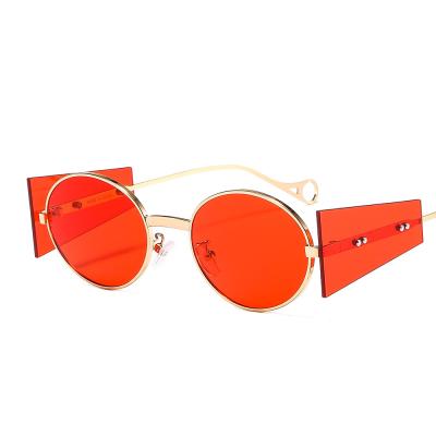 China Fashion Sunglasses Metal Frame Round Lens Women Shades Customized Unique Trendy Sunglasses for sale