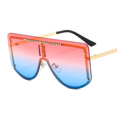 China 2021 new fashion trend women's sunglasses rimless crystal oversized shades sunglasses for sale