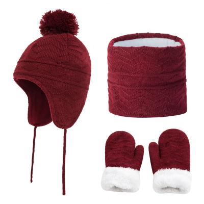 China 2021 Square Babies Wholesale Neck Warmer Winter Knitted Hats And Gloves Sets for sale