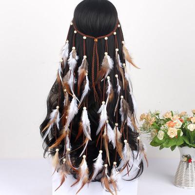 China Wholesale European and American 2021 style women's retro hair decor feather head accessories for sale