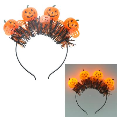 China Wholesale Skull Pumpkin Decor Light Fabric 2021 Halloween Headbands for sale