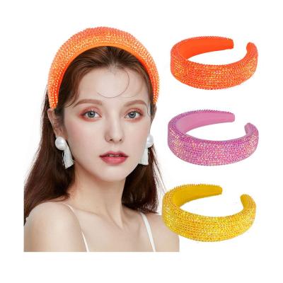 China Newest Fashinable Fashion Satin Women Bead Rhinestone Padded Headbands Bling Headbands for sale