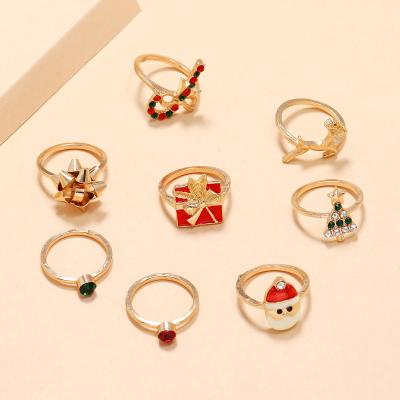 China Fashionable style wholesale unisex gold rings christmas crystal jewelry for sale