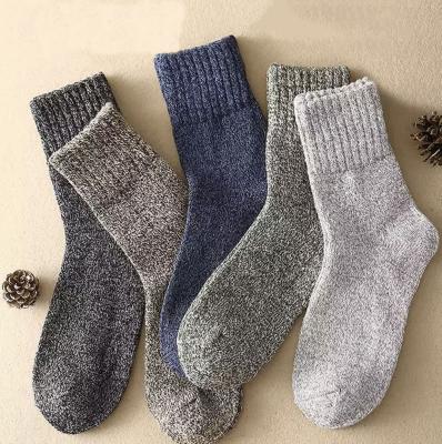 China Antibacterial Embroider Line Socks Thickened Winter Warmer Knitted Wool Men for sale