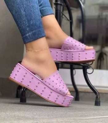 China 2022 Fashion Trend Wholesale Women Plus Size Sandals Ladies Heels Platform Slippers for sale