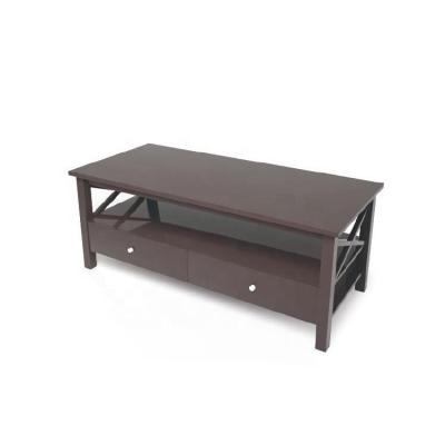 China Living Room Bedroom Contemporary Modern European Style High End Bright Brown Coffee Table With Drawers for sale