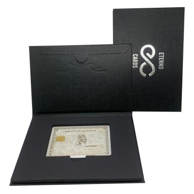 China Low MOQ Stock Paper Recyclable Ready Black Gift Card Box Packaging Printing For Metal Credit Card Te koop