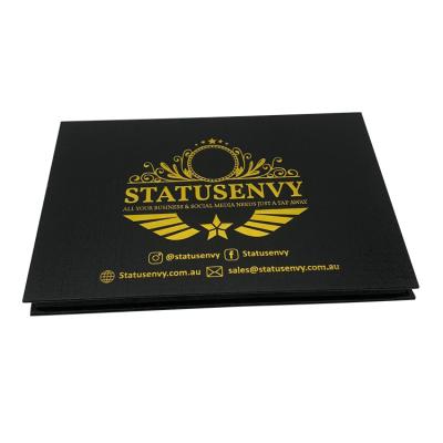 China Recyclable Luxury Black Paper Box Gift Voucher Package With Gold Foil For Metal Credit Card for sale