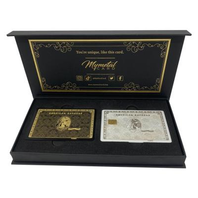 China Recyclable Brand Black Metal Credit Card Box Package Custom Printing With EVA Holder And Magnet Closure for sale