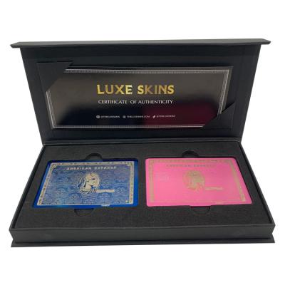 China Recyclable Luxury Black Metal Credit Card Box Package With Gold Foil For Metal Bank Card Business for sale