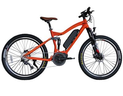 China Aluminum alloy 27.5 inch mid drive motor bike full suspension electric ebike with 9 gears colorful display for sale