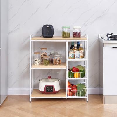 China Factory Customization Sample Kitchen Shelf Rack Organizer Microwave Oven Stand Wooden Kitchenware Storage Viable Cabinet for sale