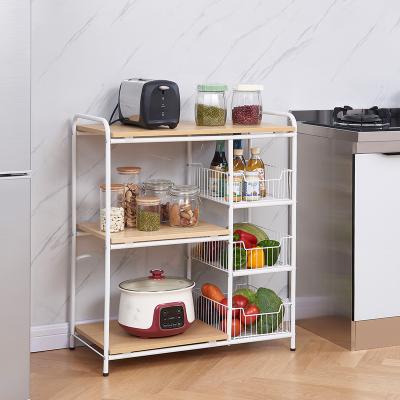 China 2021 Hot Sale Viable Kitchen Shelf Rack Wooden Storage Cupboard Shelf Cupboard Organizer for sale