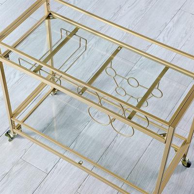 China Vintage Household 14 Bottle Large Rustic Industrial Style Long Wooden Bar Cart With Wine Glass Rack Bar Cart for sale