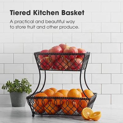 China China Manufacture Space Saving Home Storage Fruit Basket Metal Stocked Wire Bin for Kitchen Storage for sale