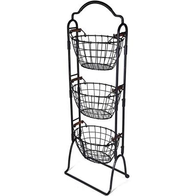 China Hot Selling Modern Organizer Stocked Style Kitchen 2/3 Tier Fruit Vegetable Storage Hanging Basket for sale