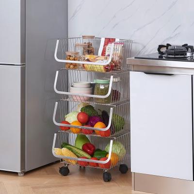 China High Quality 5 Tier Disassembled Metal Wire Basket Sustainable Price Convenience For Vegetable Fruit Storage Racks for sale