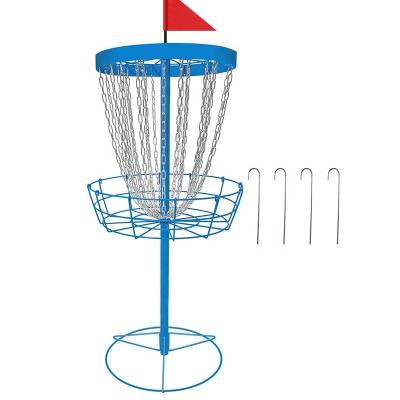 China Backyard Disc Golf Cart with Discs | Portable Disc Golf Target With Heavy Duty 24-Chains Disc Golf Course Basket for sale