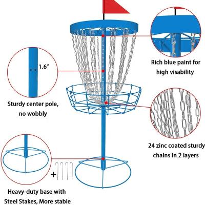 China Portable Backyard Disc Golf Set with Basketball Golf Target Black and Double Chain 24-Chain Disc Steel Golf Cart for sale