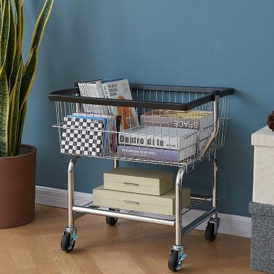 China Eco-friendly Durable Laundromat Metal Clothes Storage Basket Trolley Cart Durable Dirty Storage Baskets for sale