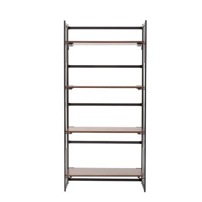 China Expandable Shelf 4 Tiers Wood Panel With Metal Frame Bookshelves Fashionable Living Room Furniture Modern Metal Book Shelves for sale