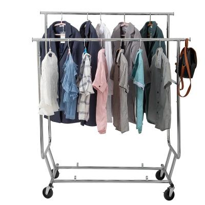 China (Other)Adjustable Home Furniture Metal Frame With Wheels Coat Rack Clothes Racks And Display Racks Clothes Drying Rack Foldable for sale