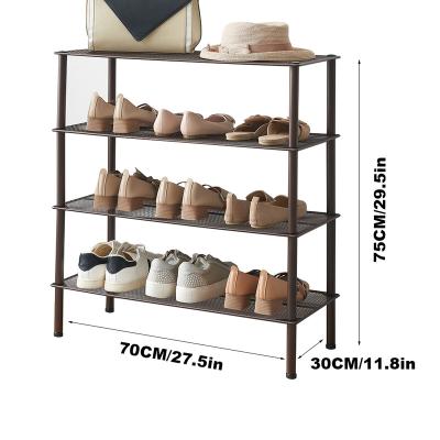 China Durable Salon Furniture Metal Shoe Rack Free Standing Shoe Organize 4 Tier Metal Shoe Rack for sale