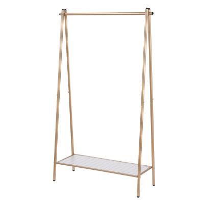 China Free Sample Gold Modern Clothing Rack Retail Nesting Table Clothes Shelving Garment Display Rack Clothing Store Furniture for sale